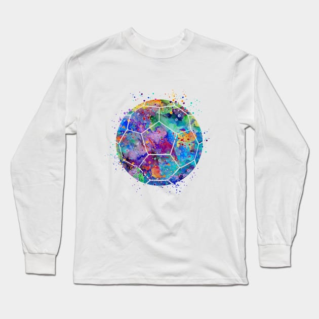 Soccer Ball Colorful Watercolor Long Sleeve T-Shirt by LotusGifts